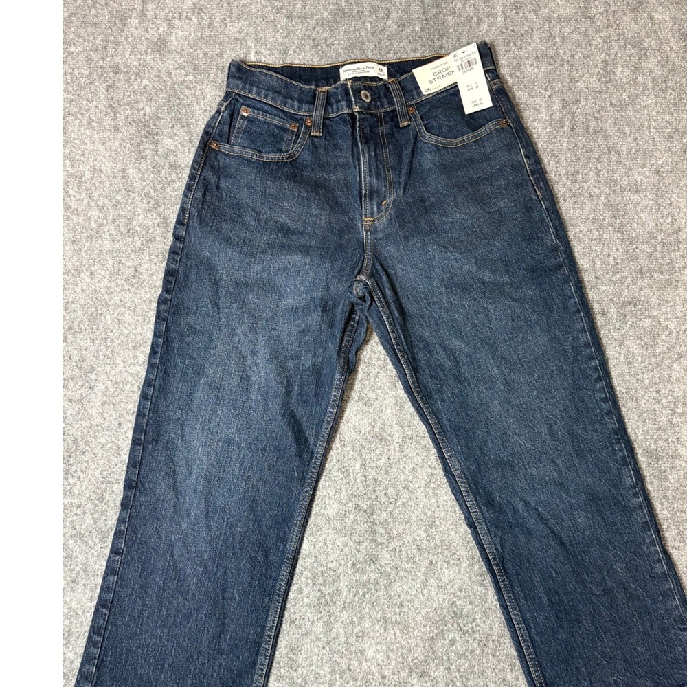 Abercrombie & Fitch High Rise Crop Straight Jeans Dark Wash 26 Short NWT